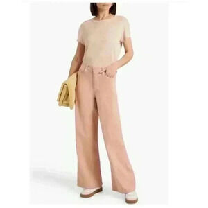 New FRAME Le Palazzo Slim Wide Leg Bone Beige Corduroy Pants Size 34